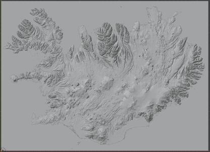 3D Terrain Digital Elevation Model (DEM) of Iceland