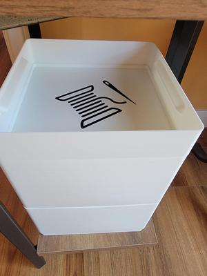 Stackable Sewing Boxes, Needle and Thread Pattern on Lid