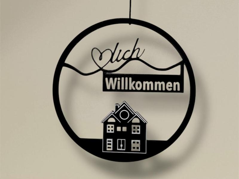 Welcome Door Sign with House