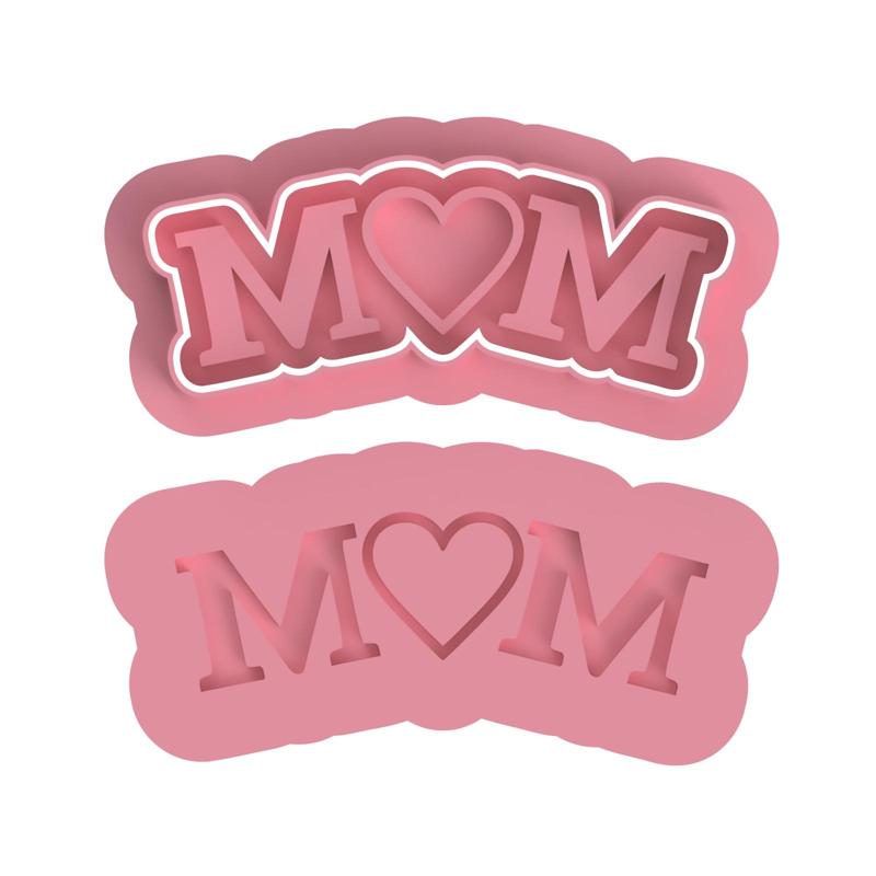 Mom with Heart Cookie Cutter (Debosser is Included too)