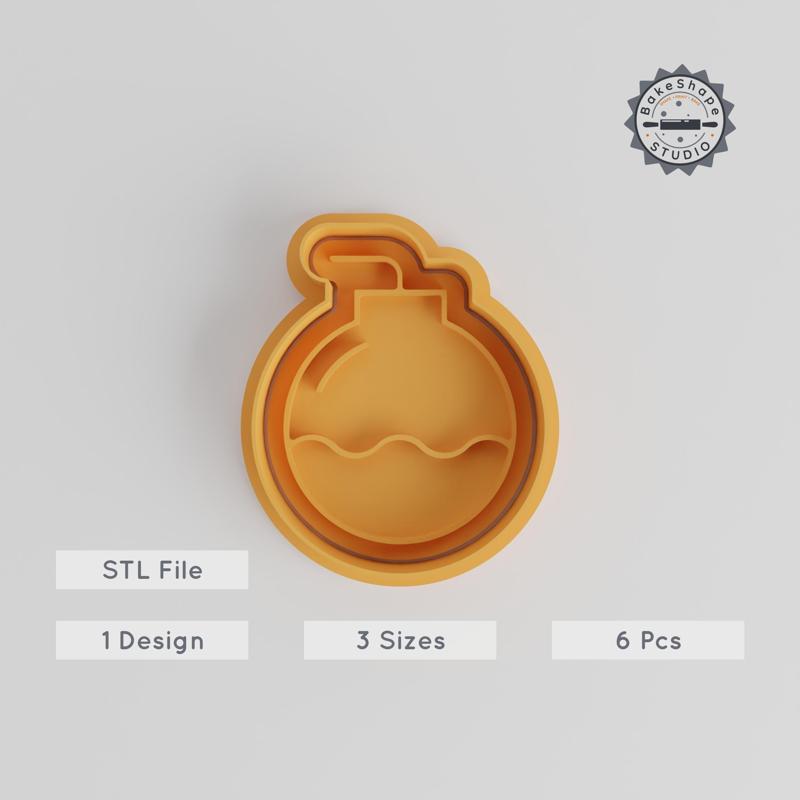 Explosive Cookie Cutter & Stamp Set, Bombshell Design, 3 Sizes, Perfect for Fondant & Baking, Party Celebration, Instant Download