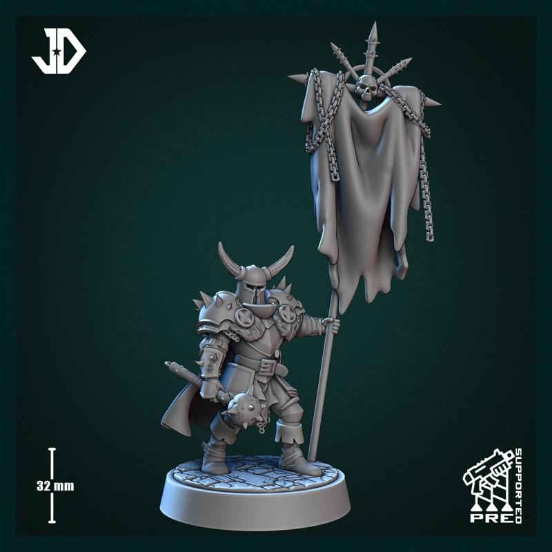 Warrior of Chaos - E - Warrior Standard Bearer - Pre-Supported