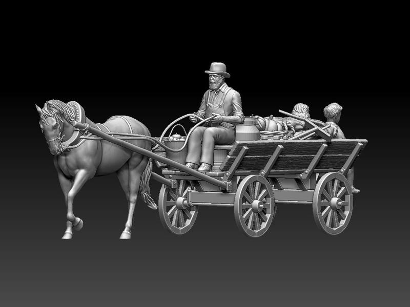 peasant on a cart with a horse