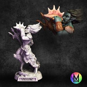 Sea Elf Fighter - Varun the Elven Fighter / Guardsman ( Elven Fighter with Conch horn and Trident)