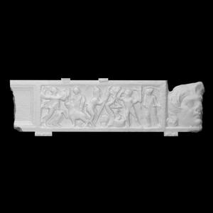 Sarcophagus cover with depiction of a Dionysiac thyasus