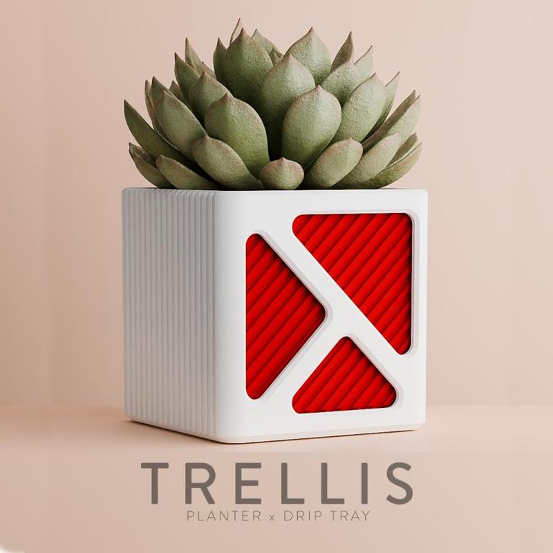 Trellis Planter + Integrate Drip Tray - 3D-Printed Planter | Digital Download