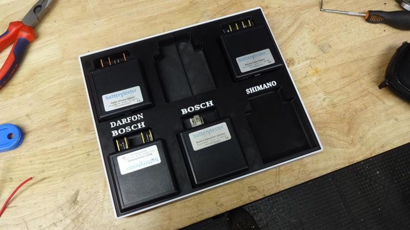 Gridfinity bicycle battery batterytester adapter tray holder