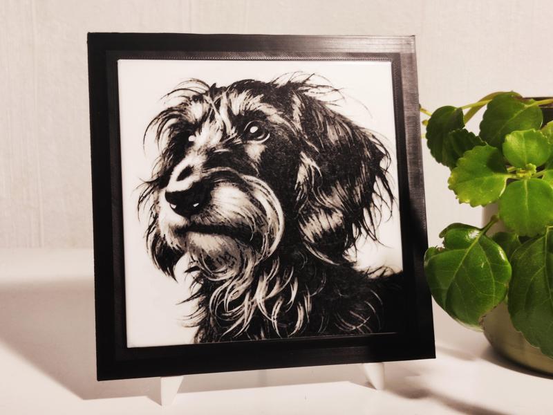 Dachshund Art Piece with Easel and Frame