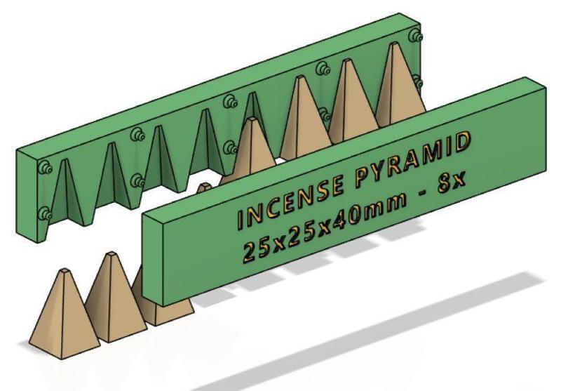 Incense Mold - Pyramid 8x - 25x25x40mm