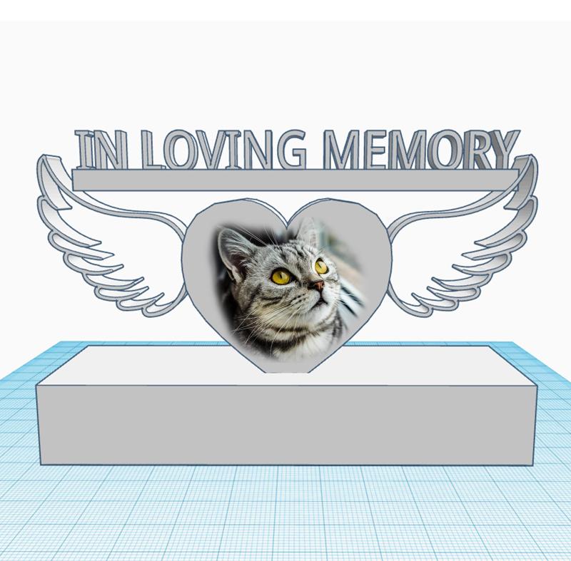 Heart with angel wings on stand, In loving memory of someone special, remembrance, commemoration, memorial gift