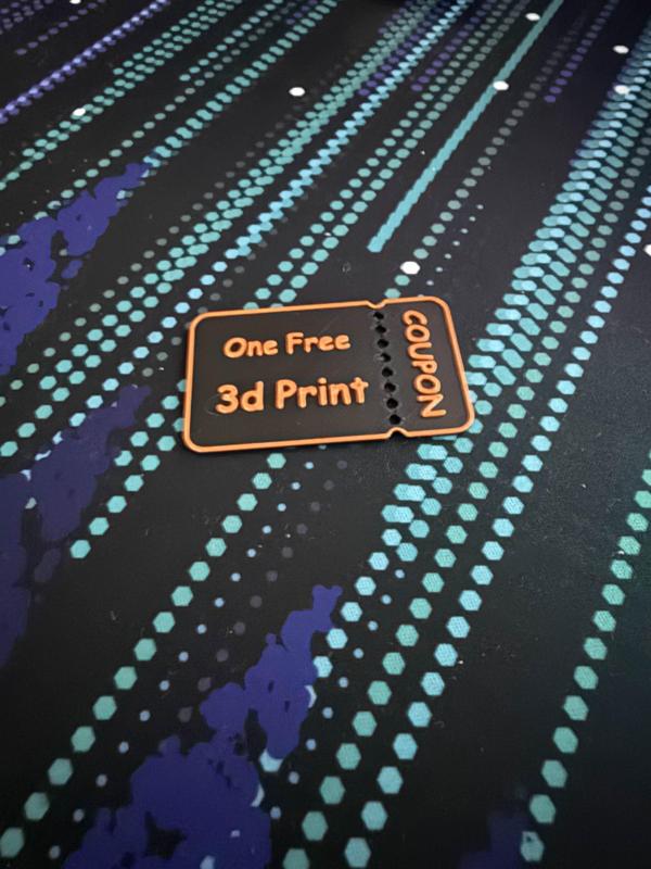 One Free 3d Print Coupon
