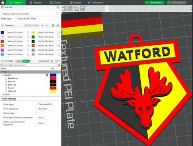 Premier League Watford keychain badge printable and renderable