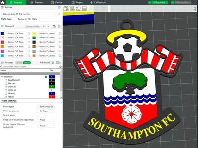 Premier League Southampton keychan badge printable and renderable