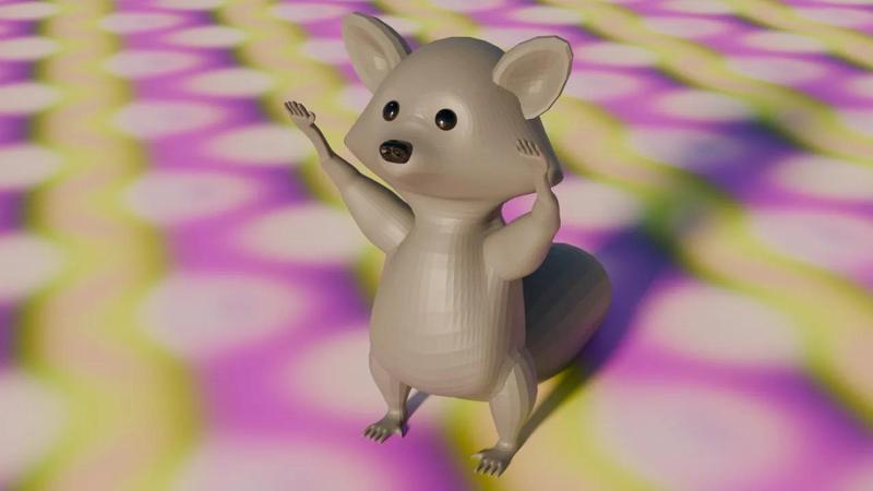 Funky Raccoon with arms up   