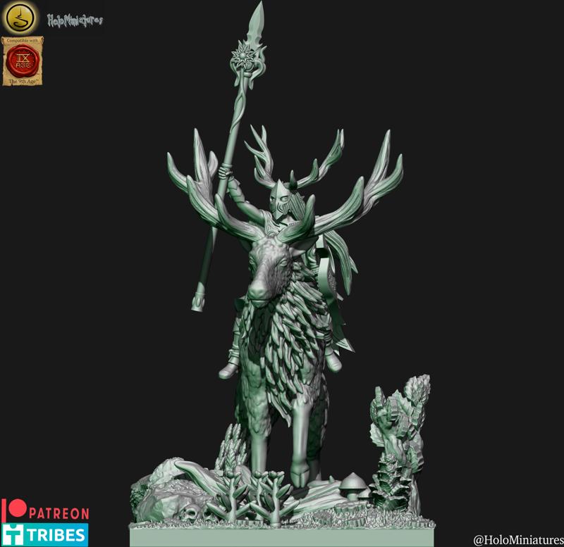 wood elves lord on stag (elf)