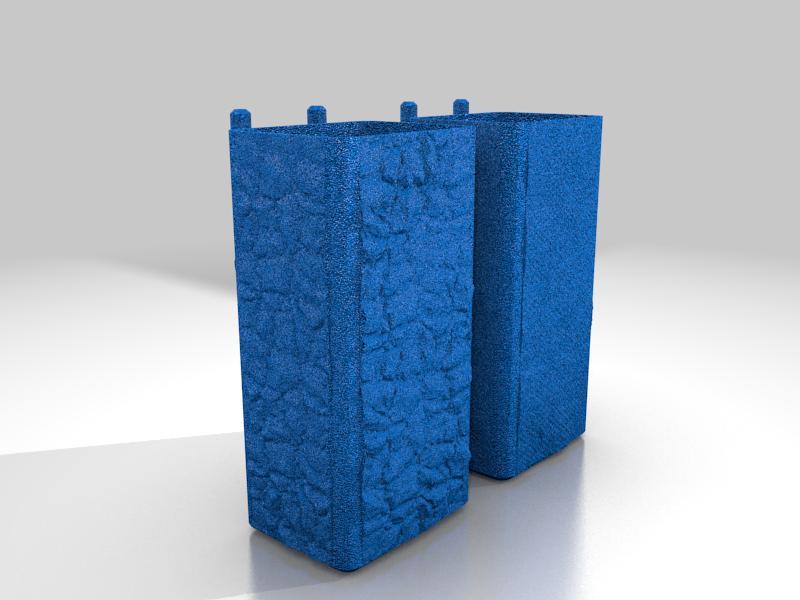 Two brush holders with a cobblestone and snake skin texture