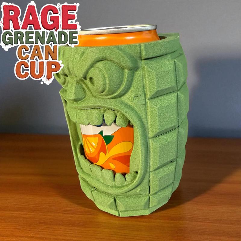 Rage Grenade Can Cup – Print-in-Place 3D Printed Can Holder
