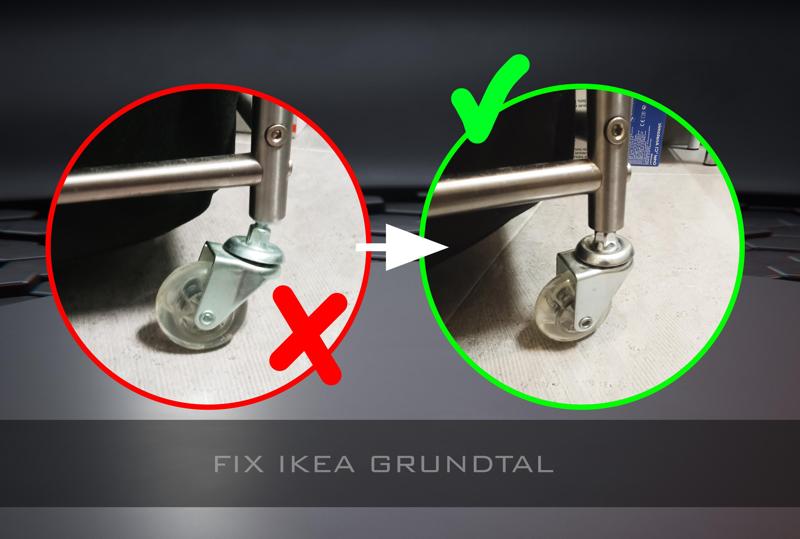 Wheel support for IKEA GRUNDTAL