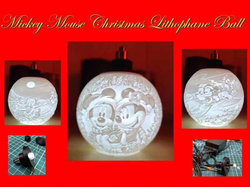 Mickey Mouse Lithophane Christmas Ball