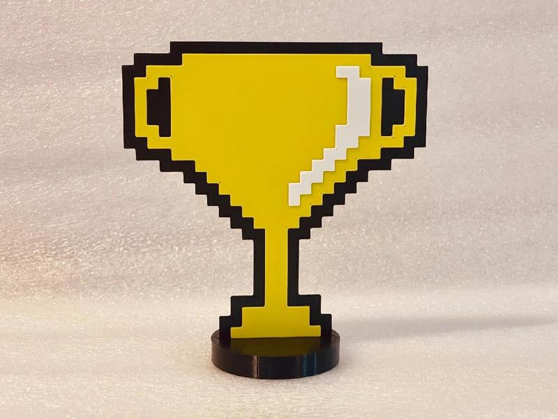 Simple 2D Pixel Trophy with Base   