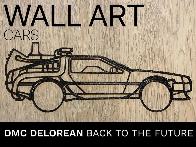 Car silhouette wall art - DMC Delorean back to the future   