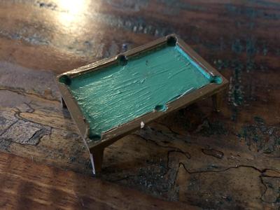 pool table with balls and stick