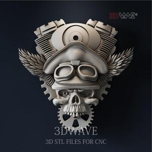 Bikers Skull 3d stl file for CNC