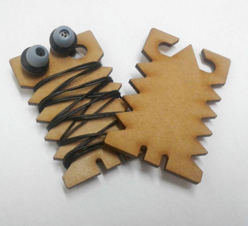 Card Earbud holder - earbud reel