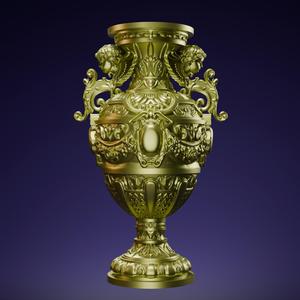 🏺 Jarrón Ornamental con Ramo de Rosas – Modelo 3D de Arte Sacro y Decorativo