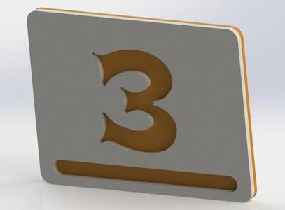 Nr. 3 - Apartment house door number / Modern 3D Apartment Numbers