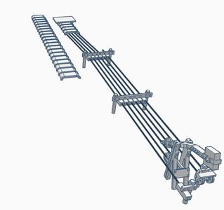 5 compartment channels for cable pull lines in all tracks directly PLA , ABS, SLA