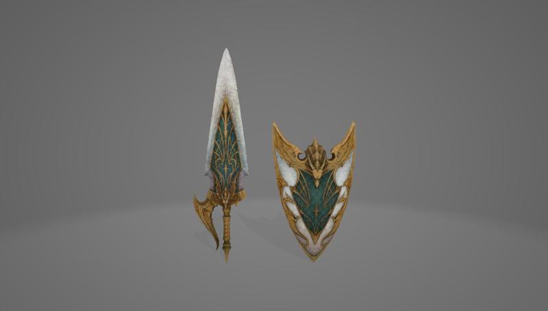 MONSTER HUNTER WORLD GUILD PALACE SWORD AND SHIELD