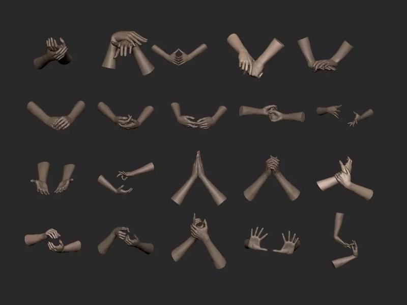 Female Hand in 20 Poses 3D Model