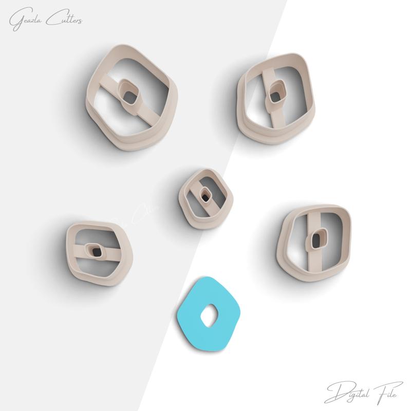 Organic Donut Clay Cutter, Organic Polymer Clay Earrings Cutter Stl, 2 Cutter Version, 5 Sizes Included, Digital STL File, No: 877