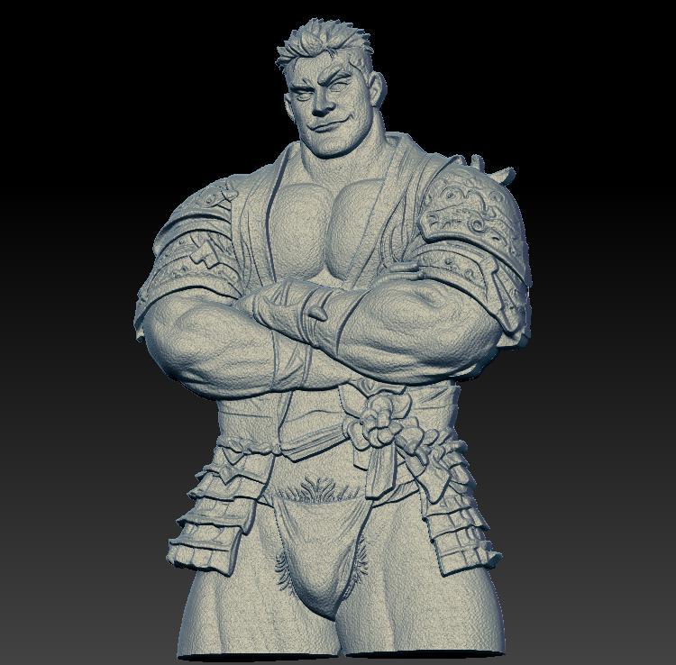 Cute Japanese muscular warrior，relief - keychain, relief painting