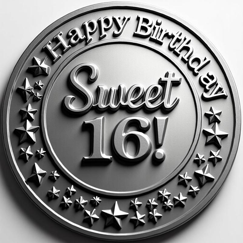 sweet 16th birthday coin token wall art