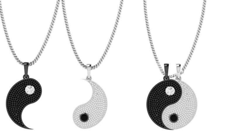 Diamond Ying and Yang Separate  Hip-hop Pendants