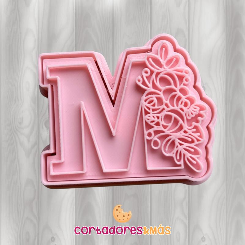 MOTHERS DAY CUTTER AND STAMP M FLORAL - MOTHERS DAY CUTTER COOKIES