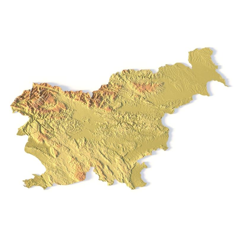 Slovenia Topographic Map – 3D Model for 3D Printing & CNC Carving