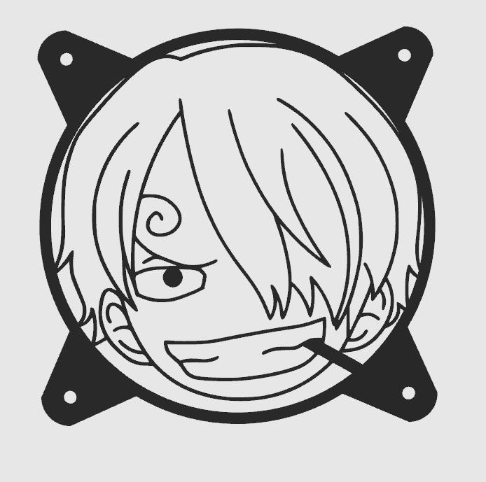 FAN COVER one piece sanji CUBIERTA DE VENTILADOR FAN GRILL 120MM