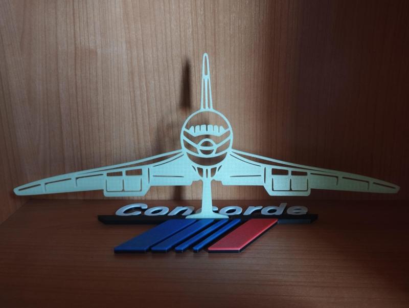 Concorde Airplane Silhouette With Stand Multicolor AMS 32cm