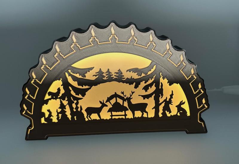 SCHWIBBOGEN 'FUTTERKRIPPE' LAMP - OLD GERMAN CHRISTMAS DECORATION