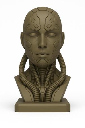 Cyberpunk Headphone Stand: Neo-Female Bust