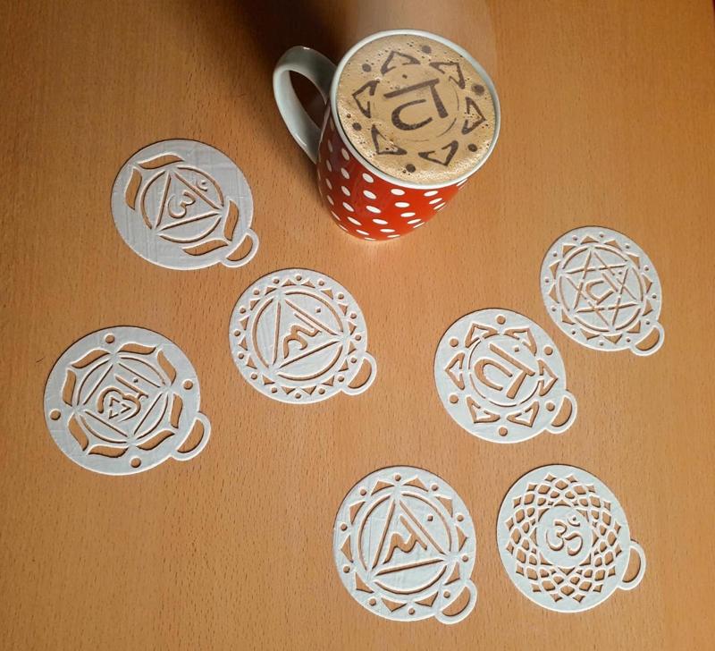 x7 chakras stencil for coffee, cookies, pastry - muladhara, manipura