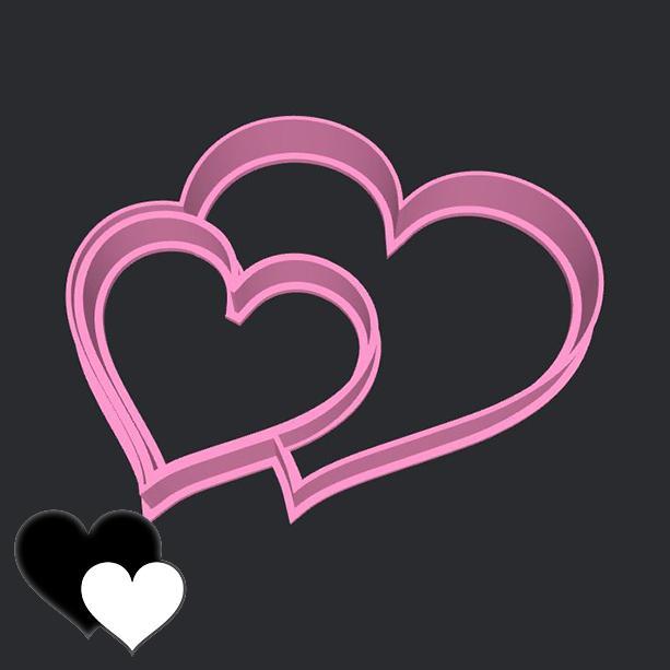 Valentine's day cookie cutters - dual heart (style 1)