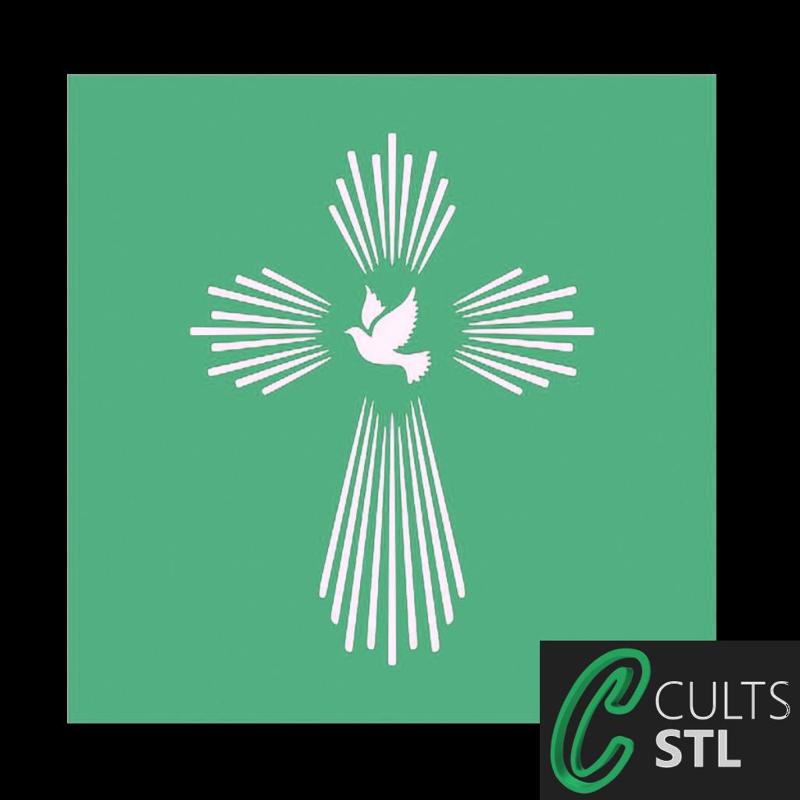 Stencil Cruz Espirito Santo - 10x10cm