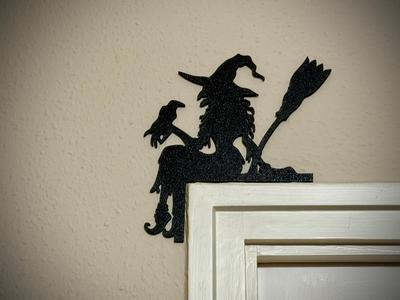 Witcher and crow halloween door decor