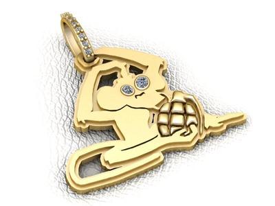 MONKEY ANIMAL GRENADE PENDANT 3D PRINTABLE MODEL