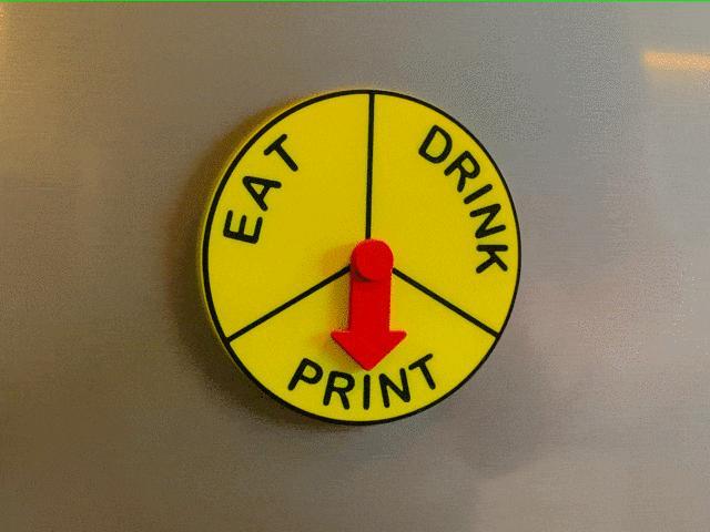Eat Drink PRINT! Fridge Magnet Wheel of Fortune