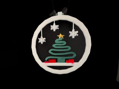 Colorful curvy Christmas tree in circle ornament